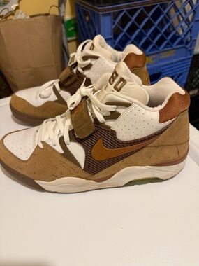 Nike Air Forcé 180  Tan, Brown & White High-Top Sneakers Size 14